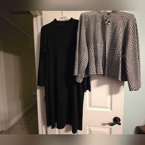 Nina Leonard Elegant Black Long Sleeve Dress With Jacket